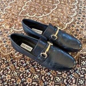 Steve Madden Black Loafers with Gold Accent